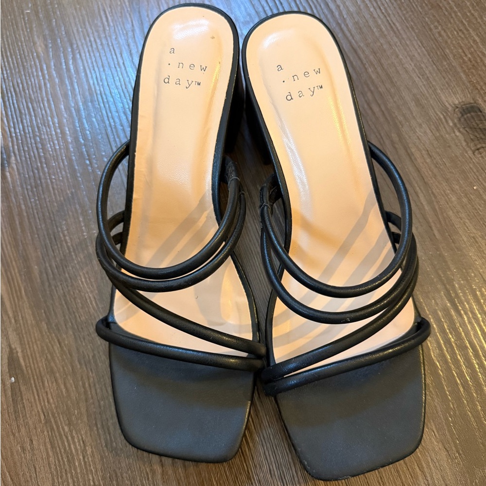 A New Day Blakely Black Strappy Heels - size 6.5 - worn once